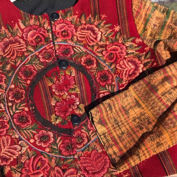 Vintage Festival Cropped Jacket Small Rust Floral - Picture 3 of 10